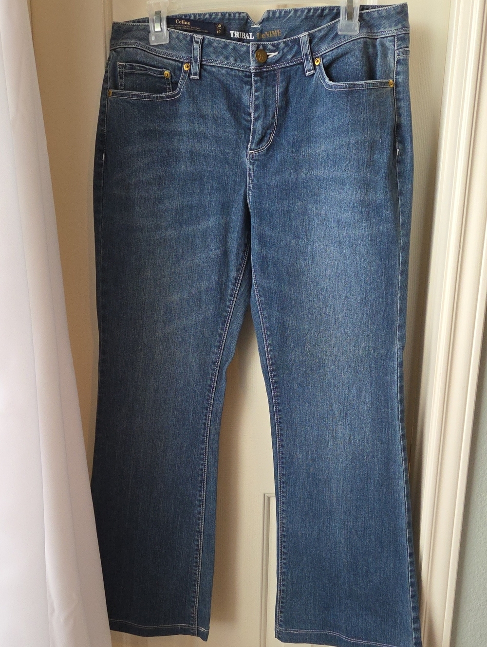 Tribal Bootcut Jeans in Medium Blue Denim